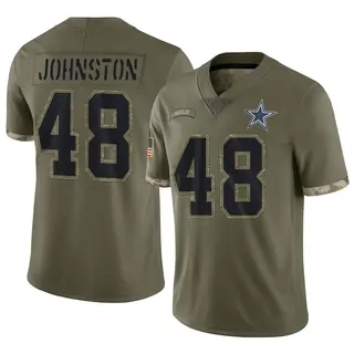 Dallas Cowboys Youth Daryl Johnston Limited 2022 Salute To Service Jersey - Olive